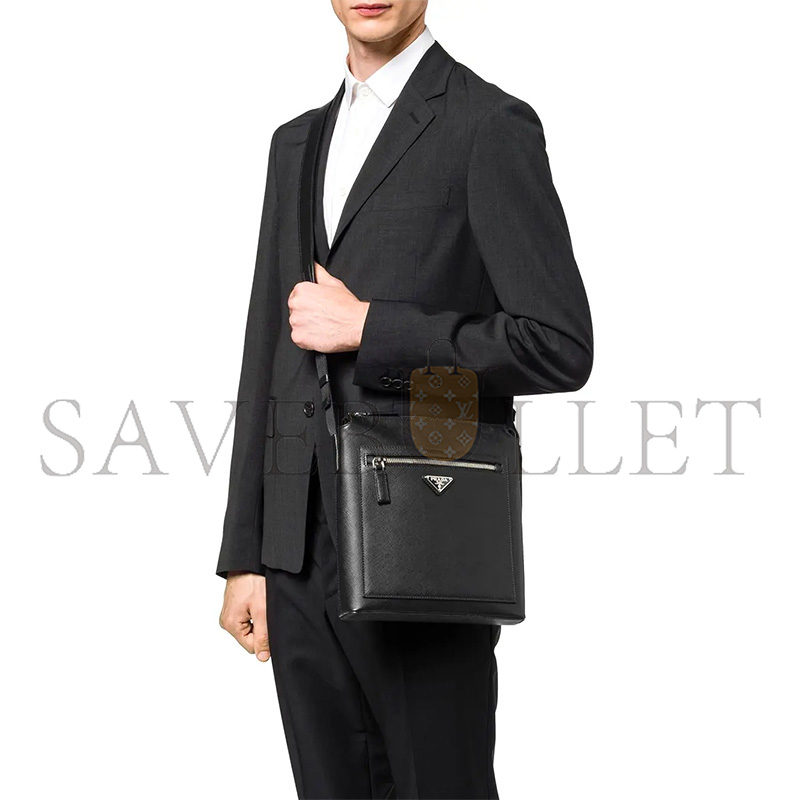 Pra*a saffiano leather crossbody bag 2vg062 (27*26*7cm)